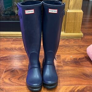 Hunter Dark Blue Tall Boots